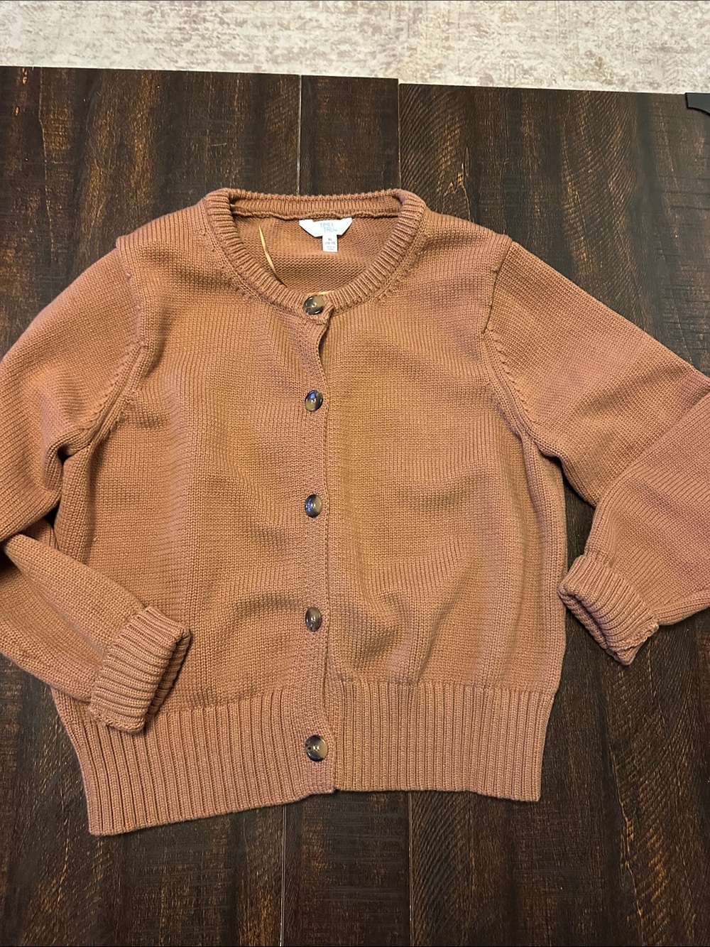 Time and Tru Women's Button-Front Cardigan Sweater - Rust Brown